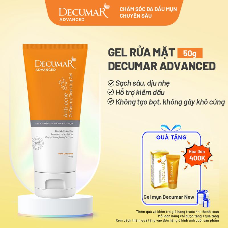 Gel rửa mặt giảm nhờn, hỗ trợ ngừa mụn, sạch sâu Decumar Advanced