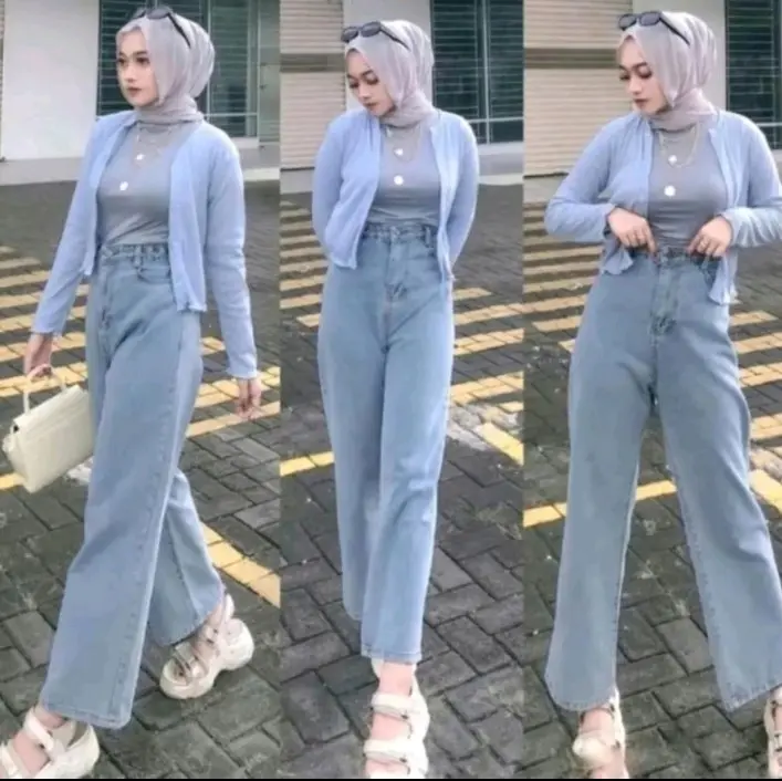 Celana Highweis Kulot Lose jeans //Celana Kulot cewek hightweist Lose jeans wanita Korea Panjang Nyaman Bawahan Waist Formal Loose Boyfriend Hitam Stretch 6