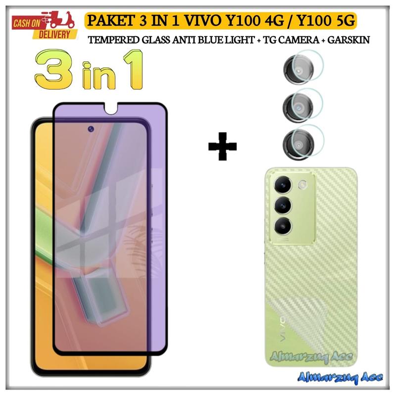 Product Introduction of Paket 3 in 1 Tempered Glass Untuk Vivo Y100 4G Y100 5G Anti Gores Kaca Full Layar AntiGores Camera Garskin 43