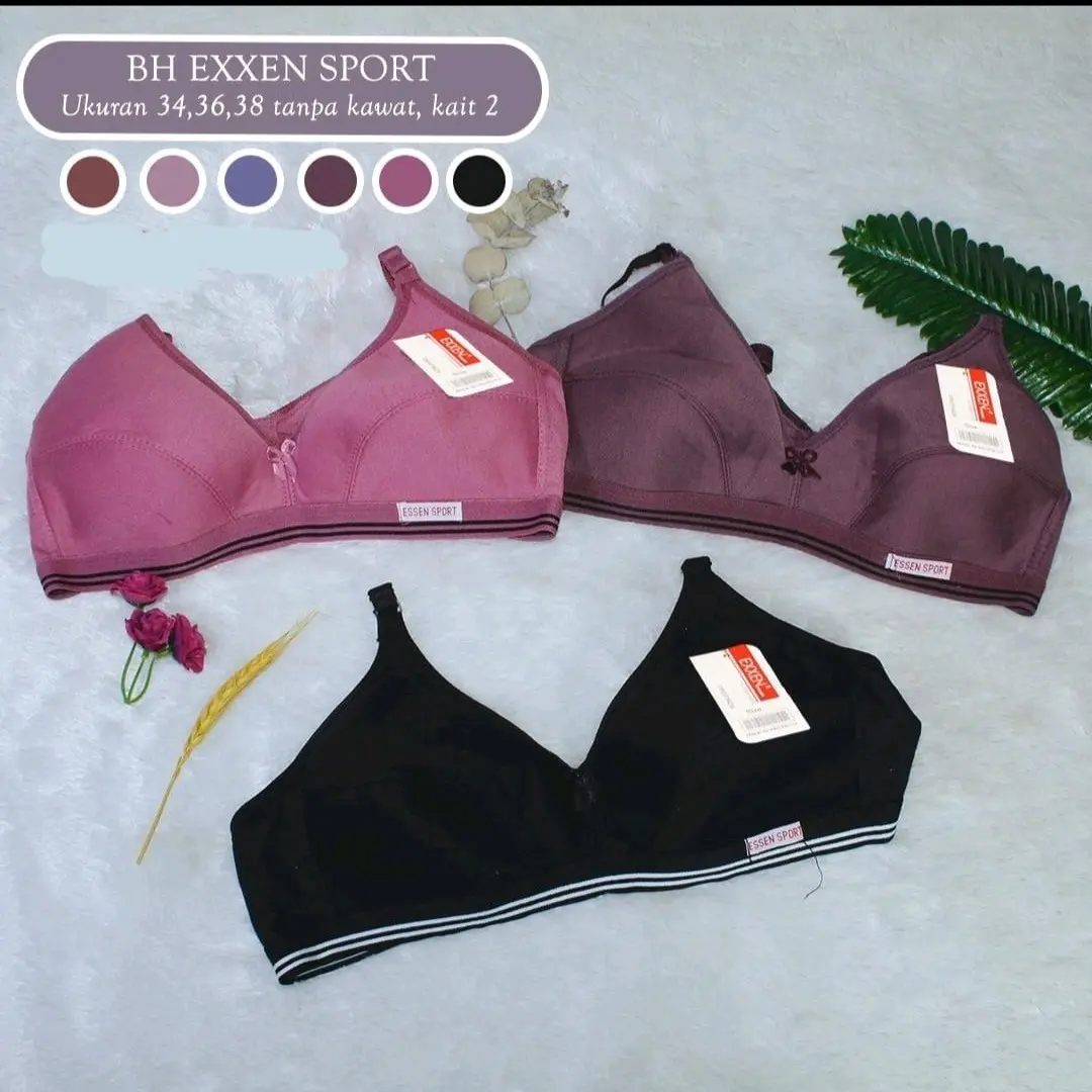 BH BRA SPORT Senam OLAHRAGA Tanpa Kawat TANPA Busa POLOS CEWEK WANITA PEREMPUAN KATUN ADEM LEMBUT HALUS MURAH PREMIUM EXXEN