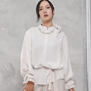 ￼Elsiera Iris Tops Atasan 1 baju 3 style Wanita Dobby Layer Pita Elegant Raya Lebaran Collection - Broken White