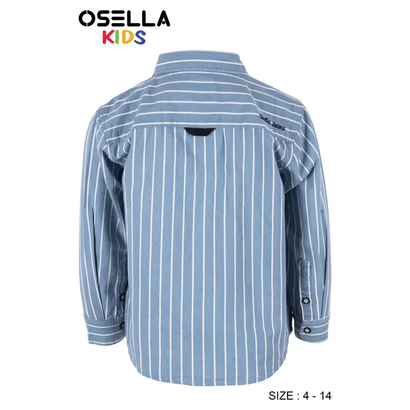 [NEW] Osella Kids Regular Long Sleeves Stripe Shirt In Light Blue And White 2237400161 | Kemeja Lengan Panjang Anak Laki-Laki 1