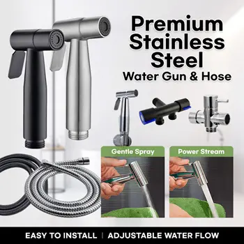 Premium Stainless Steel Bathroom Toilet Handheld Portable Bidet Spray Sprayer Gun n Hose