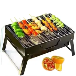 Panggangan Arang Portable Jumbo Alat Bakaran Sate Sosis Daging Ikan Bbq Grill Lipat Anti Lengket Kitchenware