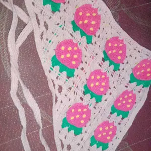 KIYOWO Bandana Head Scarf Rajut Motif Bunga Stroberi Kupu-Kupu Gaya Fashion Korea Import AR188