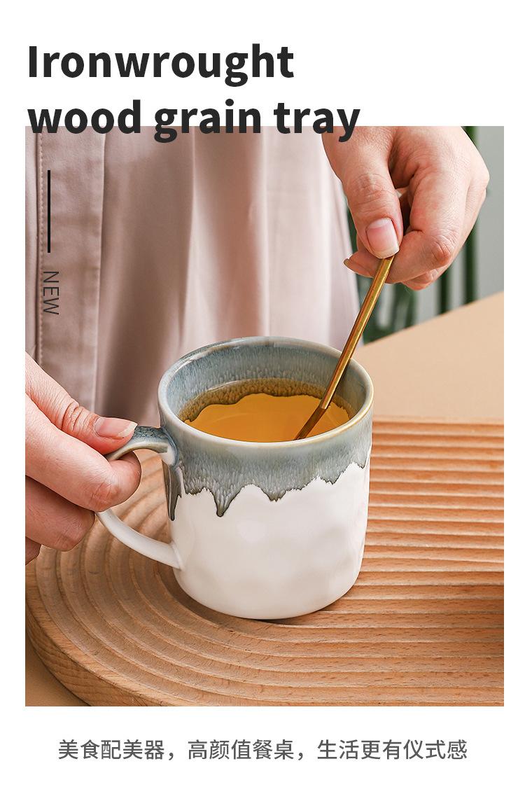 Product Introduction of Ceramic kiln mug High appearance level Household water cup Breakfast cup ins large capacity office afternoon teacup with hand gift drinkware reusable washable andwear-resistant 8