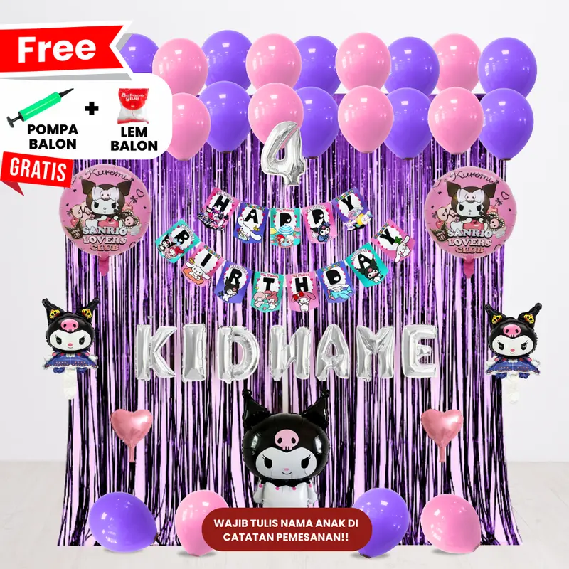 SANRIO KUROMI/MELODY/CINAMOROLL SET DEKOR ULANG TAHUN ANAK/ DEKORASI ULTAH ANAK 0