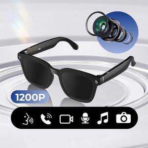 新AI多機能撮影Bluetoothメガネ、500W高画質カメラ+1080P動画撮影、画像認識、言語翻訳、自動画像最適化、デュアルモード伝送(Bluetooth+WIFIデュアル入力)、美しい瞬間を捉える