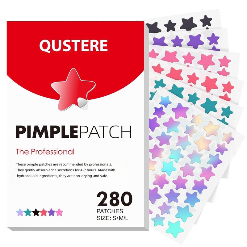 Miếng Dán Mụn Trứng Cá QUSTERE Cho Mặt Miếng Dán Mụn Trứng Cá Hydrocolloid Đầy Màu Sắc Che Mụn Trứng Cá Ngôi Sao Dễ Thương Miếng Dán Đốm Với Cây Trà Axit Salicylic Và Dầu Cica 3 Kích Cỡ 10mm 12mm Và 14mm 280 Đếm acne miếng dán mụn dễ thương