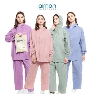 Jas Hujan Terbaru Setelan Dewasa Wanita dan Pria Mantel Anti Air PVC Tebal Elastis Unisex AIMON