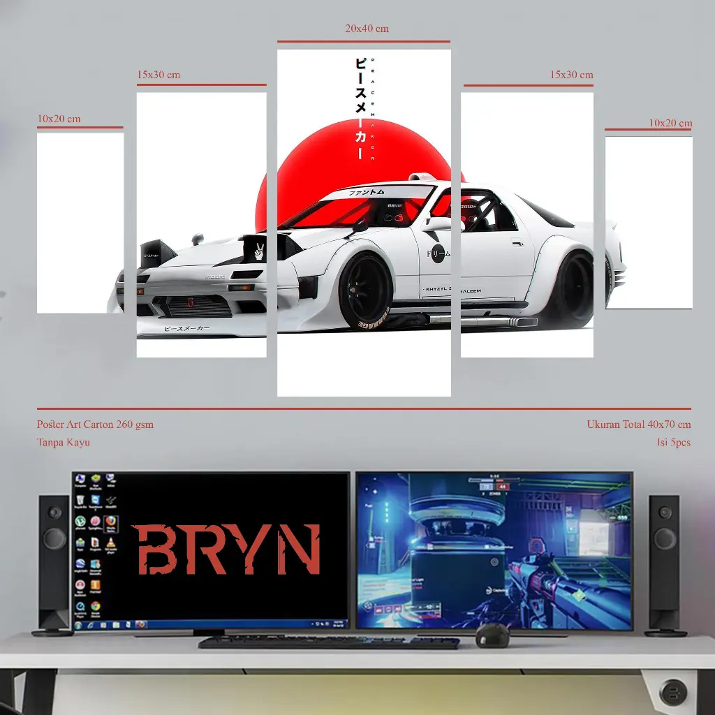BARYON POSTER Mobil JDM 1 Set Hiasan Dinding Poster  Pajangan Kamar Wall Decor Jepang 5pcs
