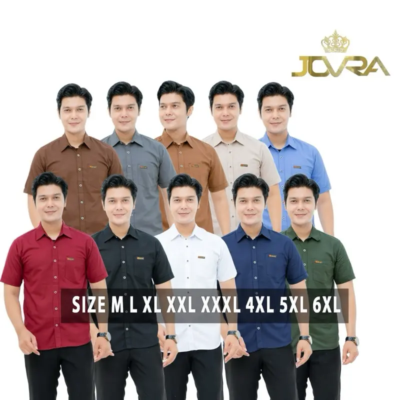 Kemeja Pria Polos Lengan Pendek Katun Sigaret Kerja Formal Kasual