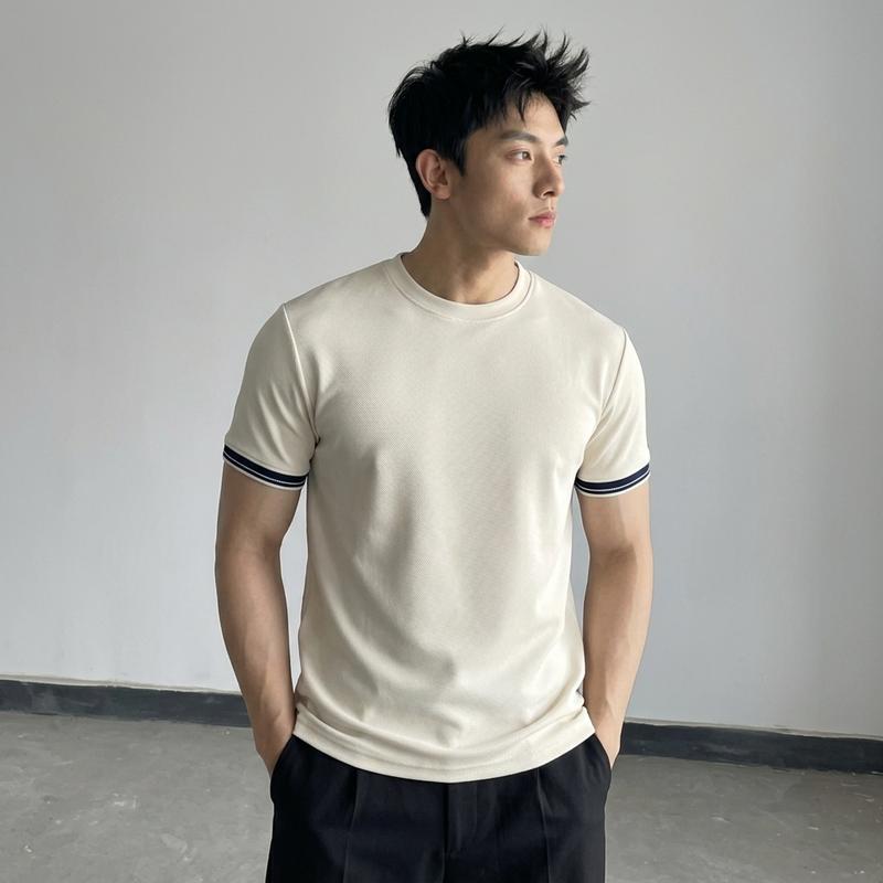 Áo Phông Bo Tay Kẻ Sọc Luminos RYA - Áo Thun Vải Polo Dệt Chéo 260GSM Chống Nhăn Siêu Tốt - Form Cleanfit Tôn Dáng