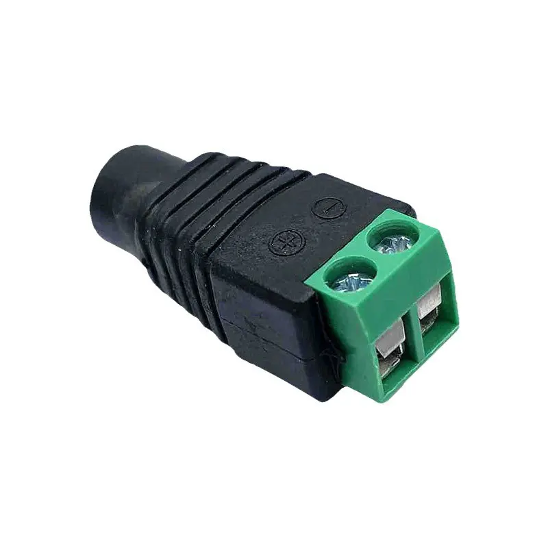 Đầu DC nữ, không hàn, đầu nối nguồn 5.52.1, đèn LED, với khối thiết bị đầu cuối đồng