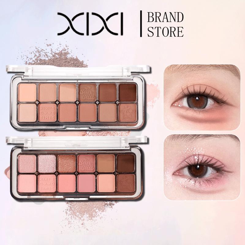 Bảng Phấn Mắt, XIXI, 12 Màu, Không Thấm Nước, Lâu Trôi, Độ Bão Hòa Thấp, Trang…