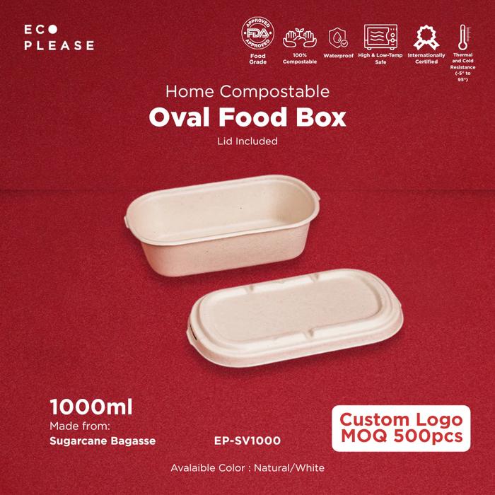 Gambar 50pcs Ecoplease 1000ml Bagasse Oval Food Box + Lid Home Compostable Ecofriendly Ramah Lingkungan Biodegradable Ampas Tebu - Tanpa Sekat dari Ecoplease Home Compostable Kota Denpasar Tokopedia