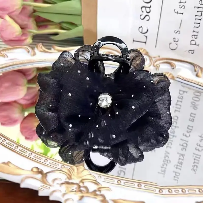 Kẹp Lấy Bong Bóng Lưới, Hàng Mới Về, Kẹp Tóc Thanh Lịch, Kẹp Cá Mập Dễ Phối Đồ Kẹp Tóc Thanh Lịch Hoa Women Voan 8