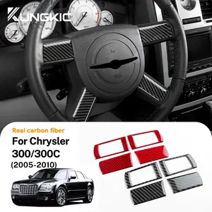 NugiSN Real Soft Carbon Fiber Sticker For Chrysler 300 300C 2005 2006 2007 2008 2009 2010 Car Steering Wheel Button Interior Trim