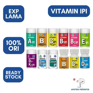 Vitamin IPI A, B1, B12, BCOMPLEX, C, D3, D3+K2, E, ZINC PLUS, CALCIUM 10 Variant Vitamin IPI 100%ORIGINAL Apotek Perintis Bandung