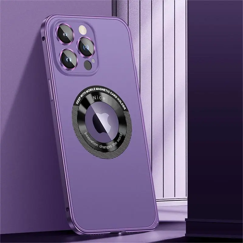 Ốp Điện Thoại Di Động MsyHeZhi, Thích Hợp Cho iPhone 12, 13, 14, 15, Por, Max Plus, Khung Hợp Kim Nhôm Bắn Tóc Kim Loại, Hỗ Trợ Sạc Không Dây, Logo Hiển Thị Có Thể Nhìn Thấy Trực Tiếp, Làm Bằng Nhựa Nhôm Kim Loại ip15plus 4