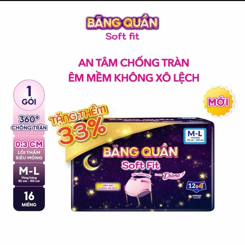 Gói 12+4 Băng Vệ Sinh Dạng Quần Diana Soft Fit Siêu Mềm Chống Tràn Cho Bạn Gái - Mẹ Sau Sinh An Toàn