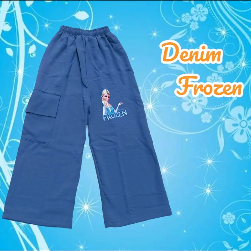 Cargo crinkle airflow/Celana cargo/kargo anak perempuan cantik/Celana anak motip/Celana cargo Kulot Frozen Fashion 3