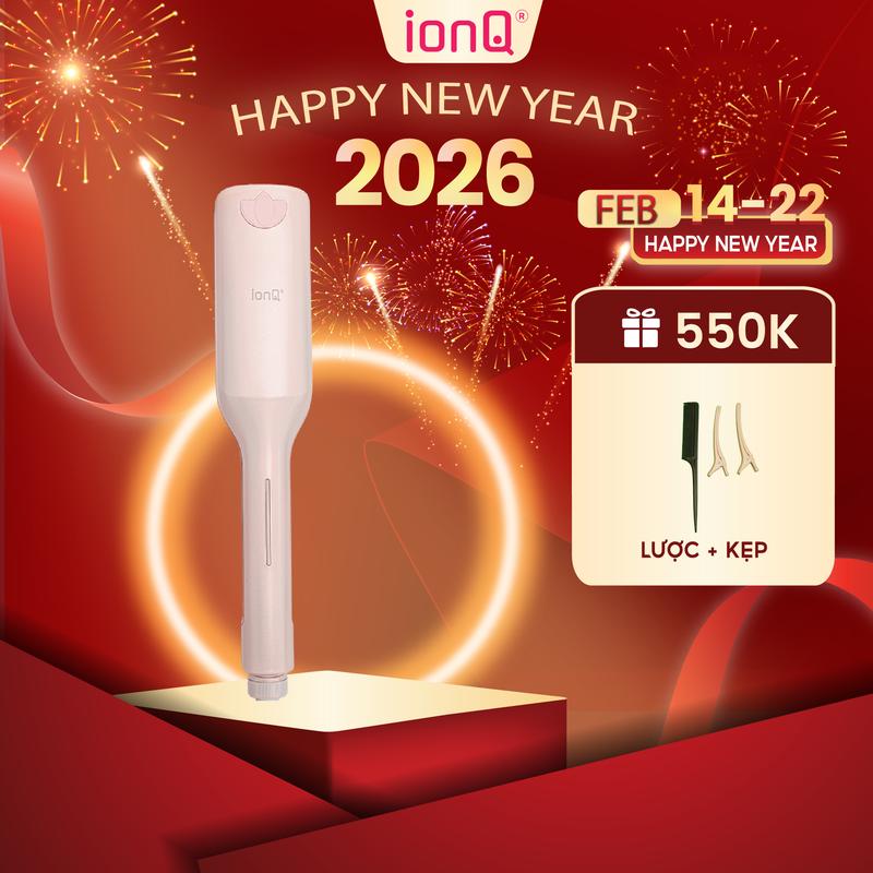   QUÀ R1  Máy uốn tóc xoăn sóng nước Hippie ionQ Rovy 32mm 200 triệu ion âm chăm tóc tóc 