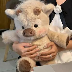 Juguete de peluche de vaca que corre de 17 pulgadas, juguete de peluche de vaca con altura desigual, muñeco de animal de granja, regalo de cumpleaños