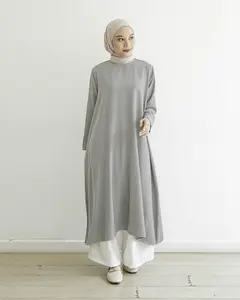 MISTYVORI | Irene Tunik Baju Wanita Basic Anti Kusut Polos Muslim Panjang Katun Soft Simple Formal Atasan Kasual Simple Casual Semi Gamis Dress