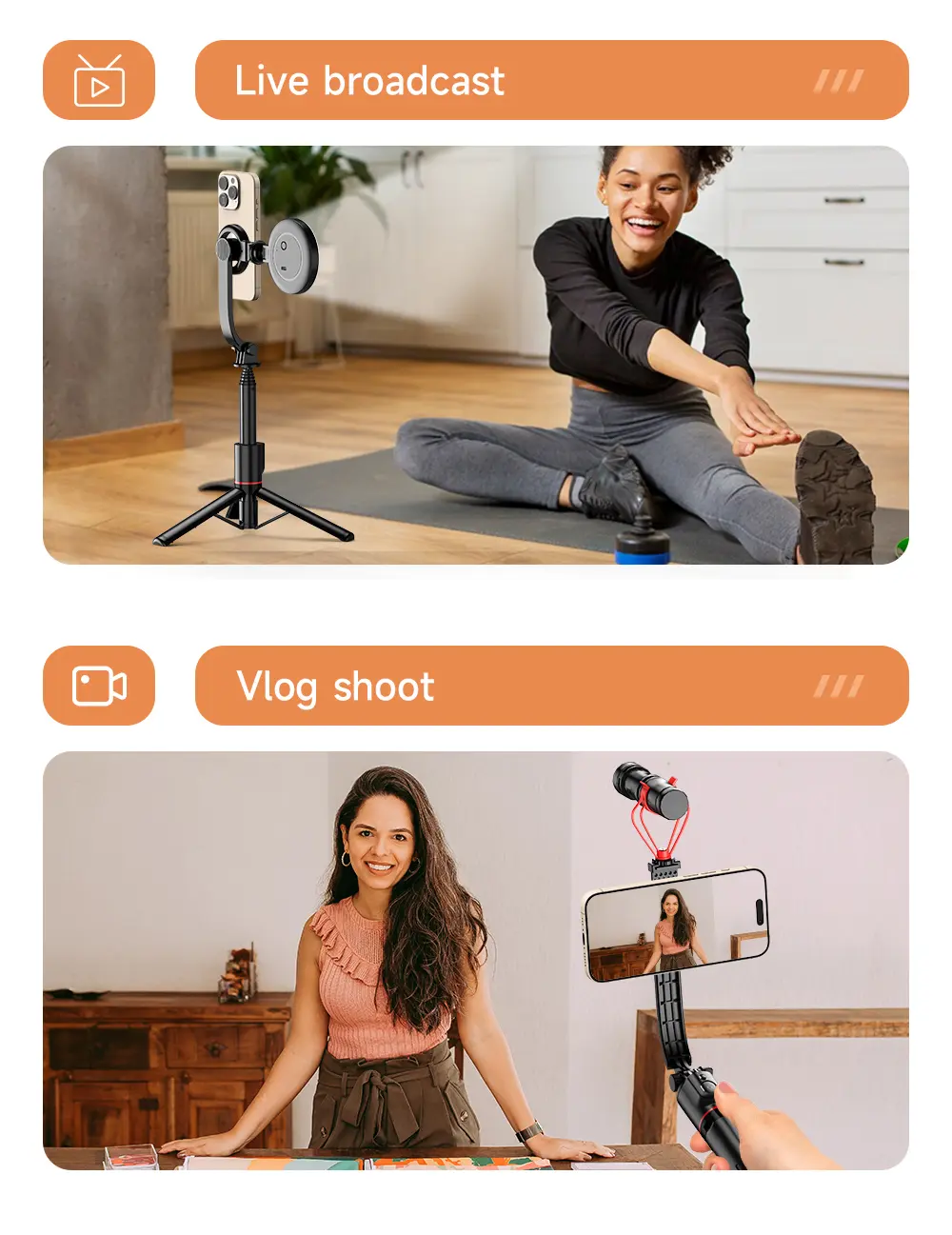 Giá ba chân MagSafe cho iPhone 64, Tripod gậy , với vòng kim loại và điều khiển từ xa, Thích hợp để quay Video, Giá Chân Đế ba chân Điện Thoại di động, cho Điện Thoại Di Động Phụ Kiện