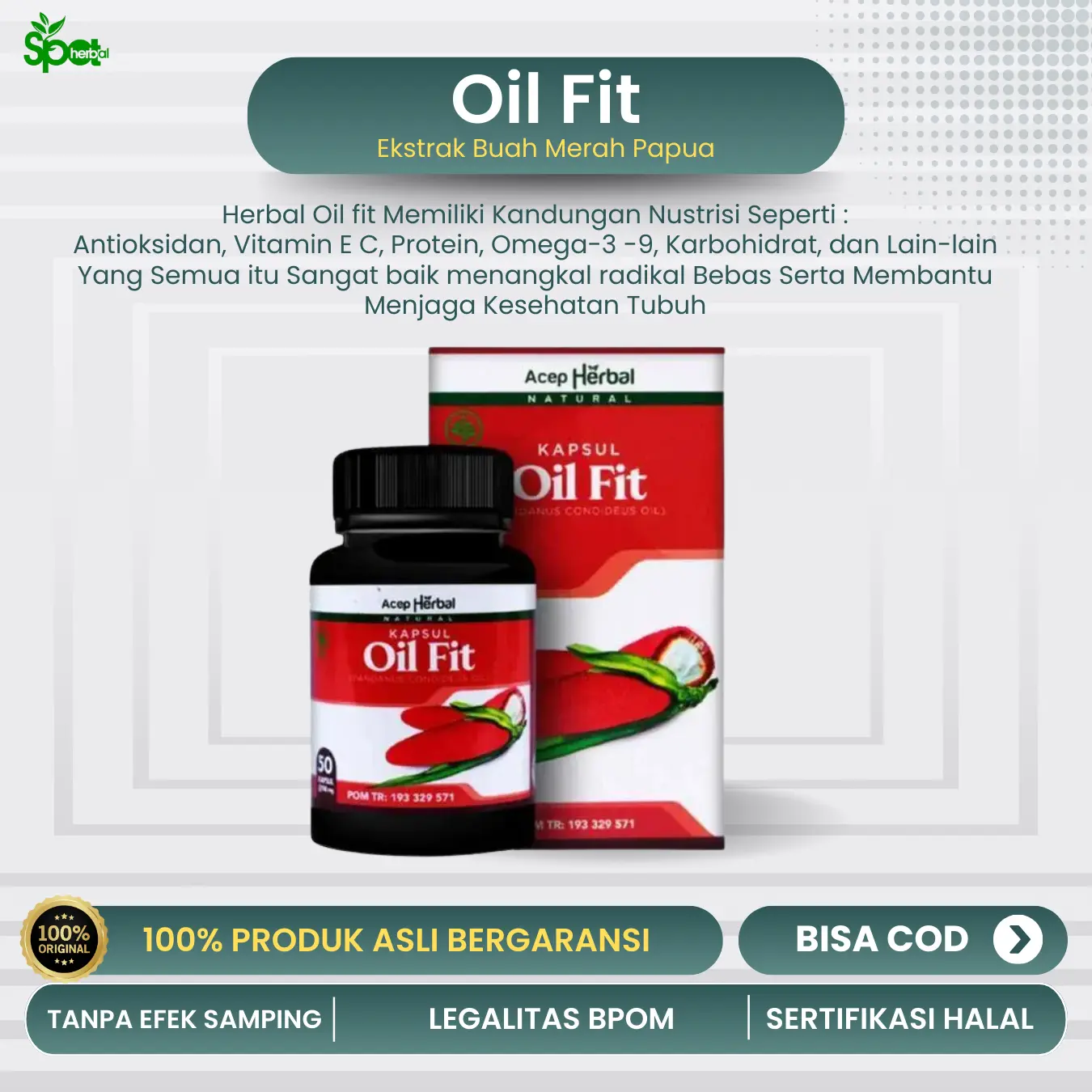 Kapsul Oil Fit Buah Merah Papua Asli 100% Original Isi 50 Kapsul
