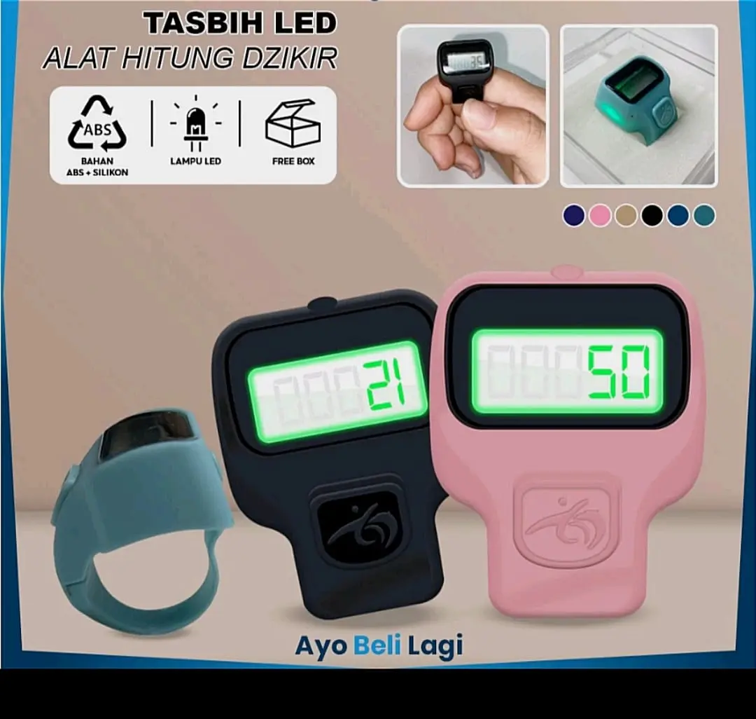 Gosir cincin Tasbih Digital Led New Kemasan Box Mika