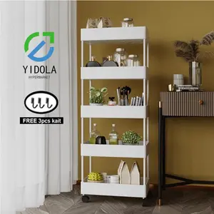 COD Rak Troli Susun Serbaguna 3 & 5 TingkatRakDapur Plastik Rak Kamar Mandi Dengan Roda