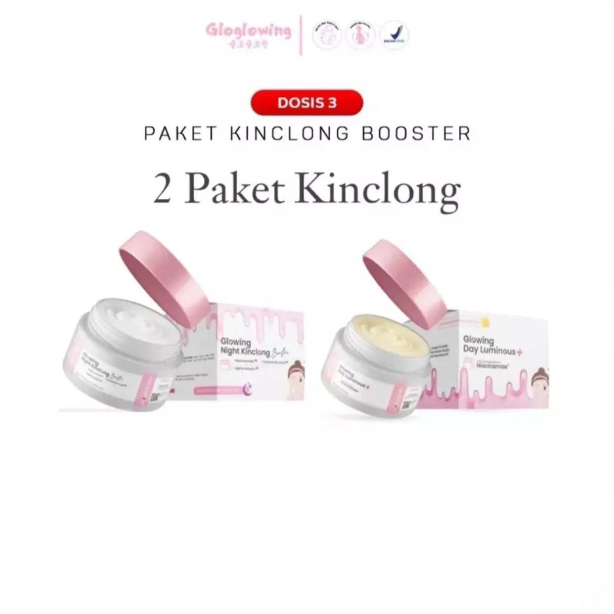 ￼GLOGLOWING - Paket isi 2 Kinclong Booster Glowing BPOM