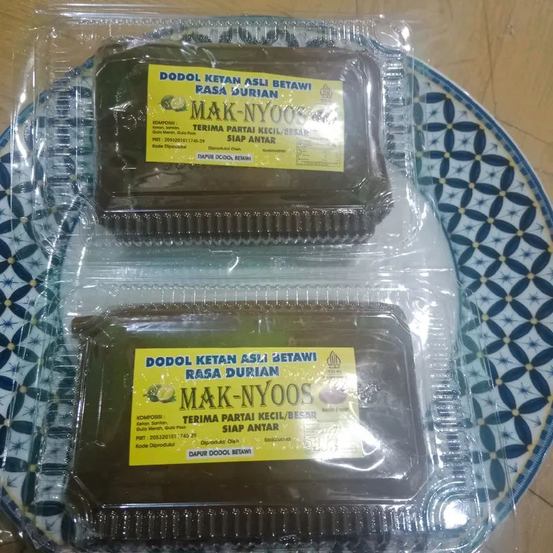 Dodol Betawi Asli Maknyoos 500 grm/ Setengah Kg - Varian Rasa Original, Duren, Ketan Hitam, dan Wijen - Bahan 1
