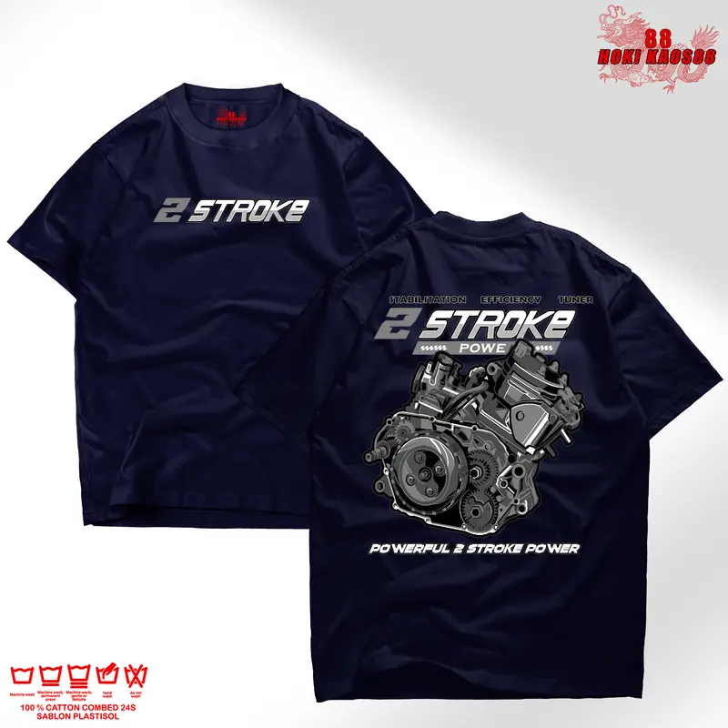 Hoki Kaos88 Kaos Distro 2 Stroke V.1 Racing Style Unisex Pria Wanita Cotton Combed 30s Hoki Kaos88 Baju Motor Keren Oblong Surfing Anime Bisa Cod Katun Sablon Samping Jepang 4