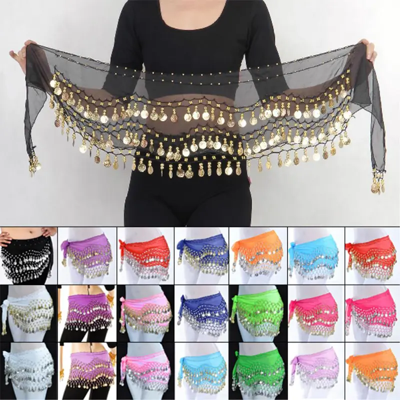Thailand/India/Arab Dancer Skirt Women Sexy Belly Dance Hip Scarf Wrap Belt Female Show Sequins Tassels Costumes
