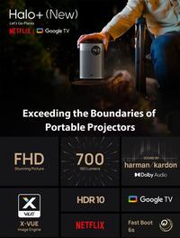 Gambar XGIMI New Halo+ NEW GTV Portable FHD Smart Projector Built-in Battery 59.454Wh Playtime Up to 2.5 Hours 1080p Proyektor DLP GoogleTV 700 ISO Lumens HDR10 Intelligent Screen Adaption RAM 2GB ROM 16GB Dual 5W Harman Kardon Speakers 900ANSI dari HangOn Official Store Kota Tangerang 2 Tokopedia