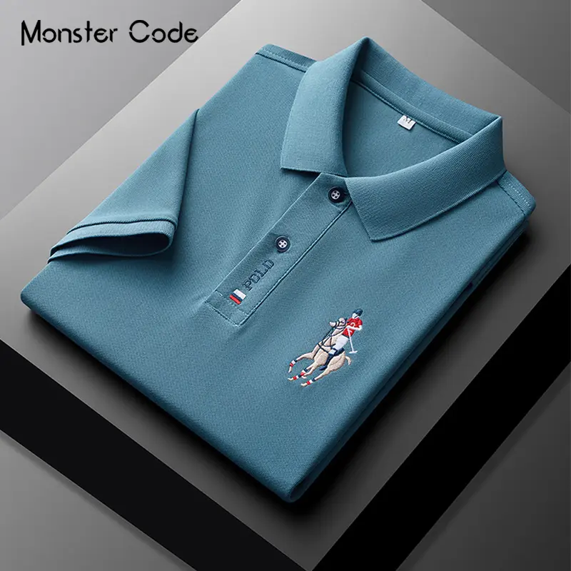 Kemeja Polo, Tangan Tutup, Untuk Lelaki, Kod Raksasa, Kecemerlangan Baru untuk Musim Panas, Sesuai untuk Pakaian Perniagaan dan Kasual, Lembaran Baju-T, Separuh Tangan, Anti-Patah, Warna Cat, Gred Tinggi shirt  polo  lelaki Lengan