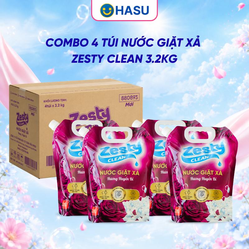 Combo 4 Túi Nước Giặt Xả Zesty Clean 3,2KG Đánh Bay Vết Bẩn Giặt Xả 2in1 Làm…