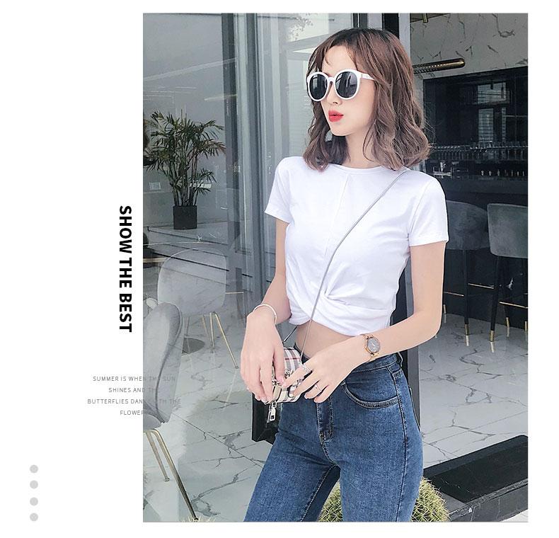 Product Introduction of Black T-shirt women's short sleeves, short high waist, with high net celebrity, small summer dress, crop top, INS super hot 13