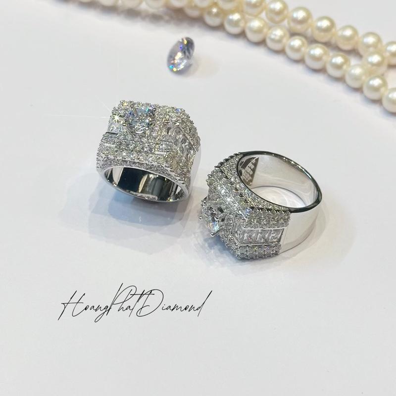 [ Hoàng Phát ] Trang Sức Nhẫn Nam Bạc Ý 925 Vip 22 Vuông Tấm To Nam Mỹ Xi Kim (NN22)