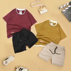 BRAVEKIDS - SETELAN KAOS POCKET TWO LAYER POLOS DAN CELANA BROADSHORT COTTON COMBED 24S Fashion