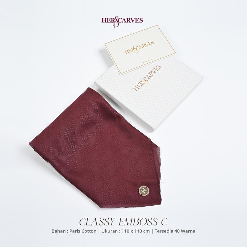 Classy Emboss Hers - Kerudung Hijab Segi Empat Polos Box Premium by HerScarves - Ecer (1pcs) Square Muslim Wanita 2