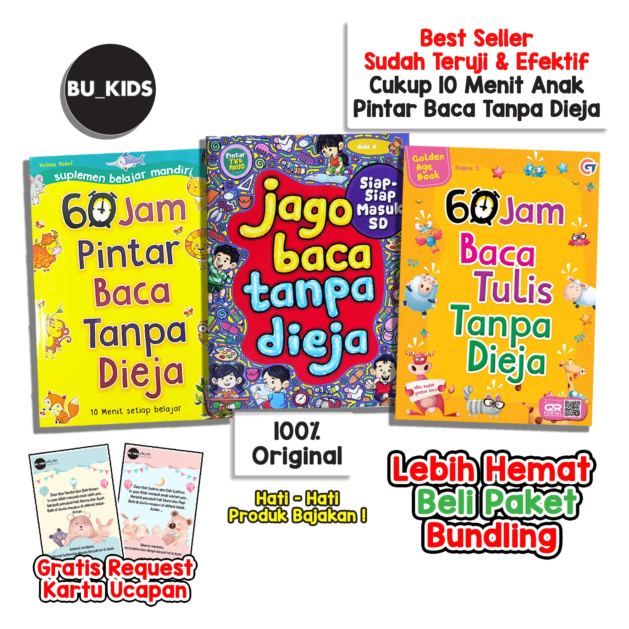 Buku Belajar Membaca Anak TK & PAUD Jago Baca Tanpa Dieja Siap Masuk SD