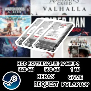 Hardisk Isi Game Pc Eksternal Transparan  Storage 320GB/500GB/1TB untuk Game PC Laptop USB 3.0  siap Pakai Bebas Request
