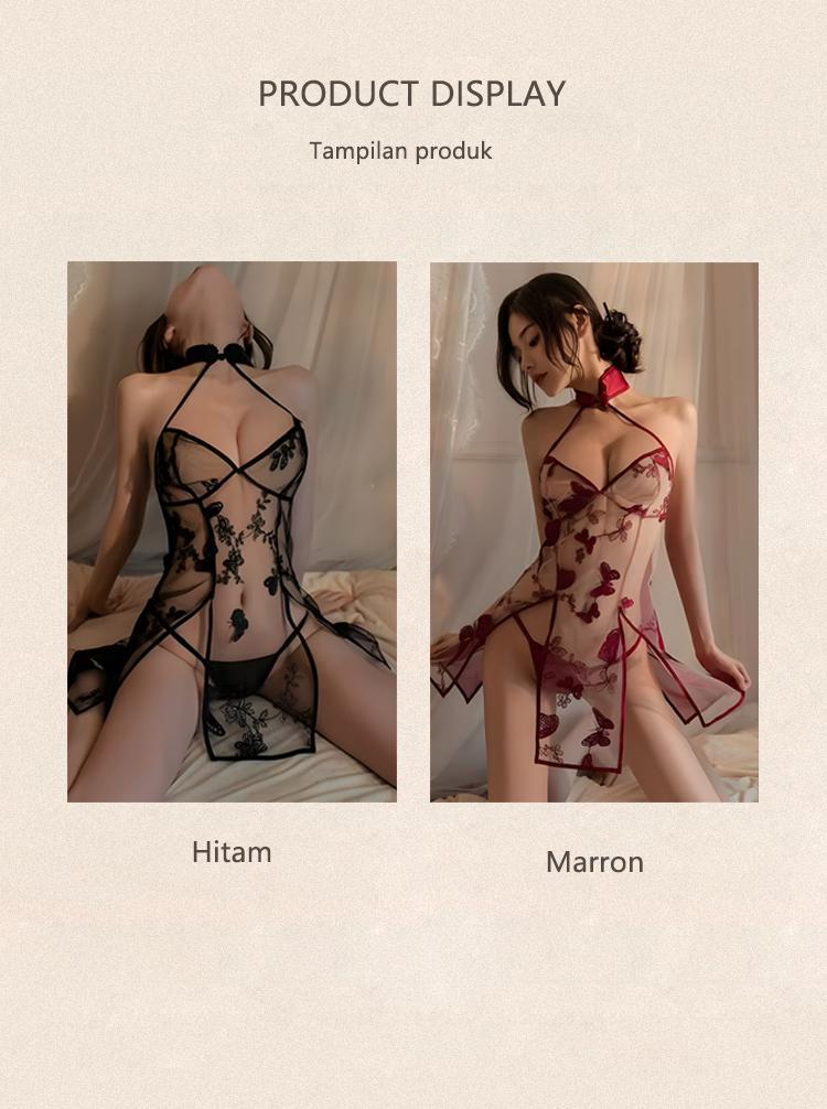 Luxlace daster dress katun Rok kecantikan seksi perspektif godaan kait kumpulkan renda berongga keinginan murni