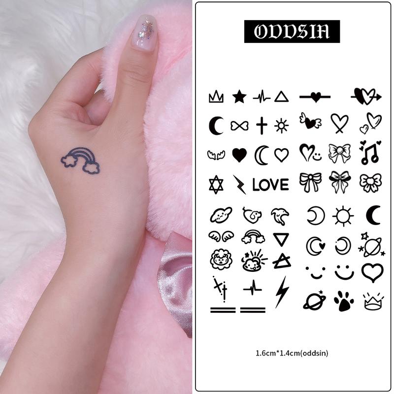 Hình Xăm Dán Tạm Thời, 52 Mẫu Trong Một Tờ, Không Thấm Nước Và Lâu Trôi, Phong Cách Dễ Thương, Nhỏ, Dán Hình Xăm Trong 15 Ngày
