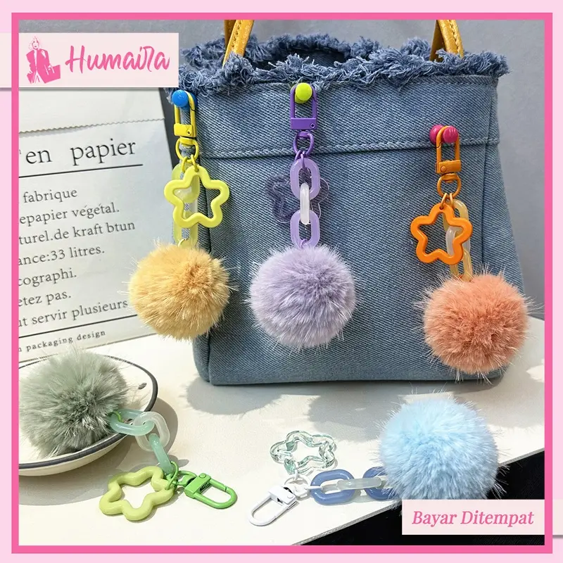 HUMAIRA Gantungan Tas Lucu Pompom Bulu Keychain - CC025