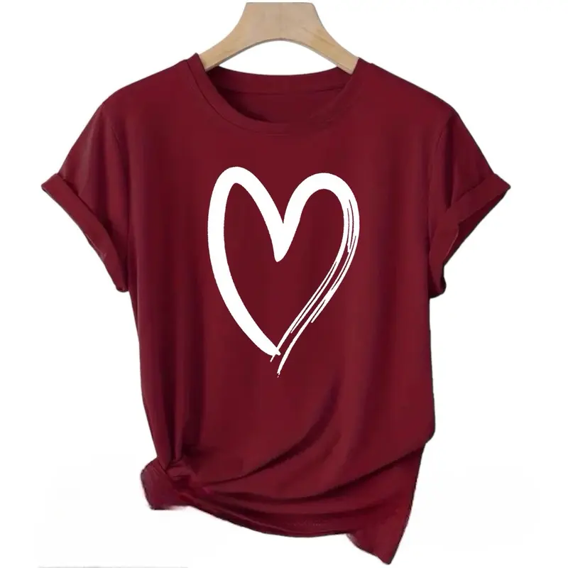 Baju Atasan Kaos katun combed/kaos wanita/baju wanita Santai Printing Oversize Spandex LOVE Oblong Tee Panjang Polos Cewek Distro 5